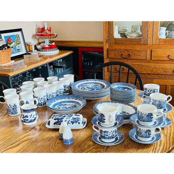 Vintage Blue Willow Ironstone Churchill Staffordshire of England Cup and Saucer - Picture 2 of 9